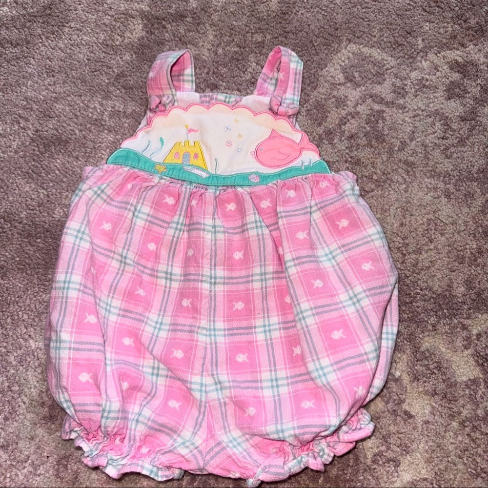 BT Kids Vintage 90’s Baby Girl 3 Month Pink Fish Bubble One Piece